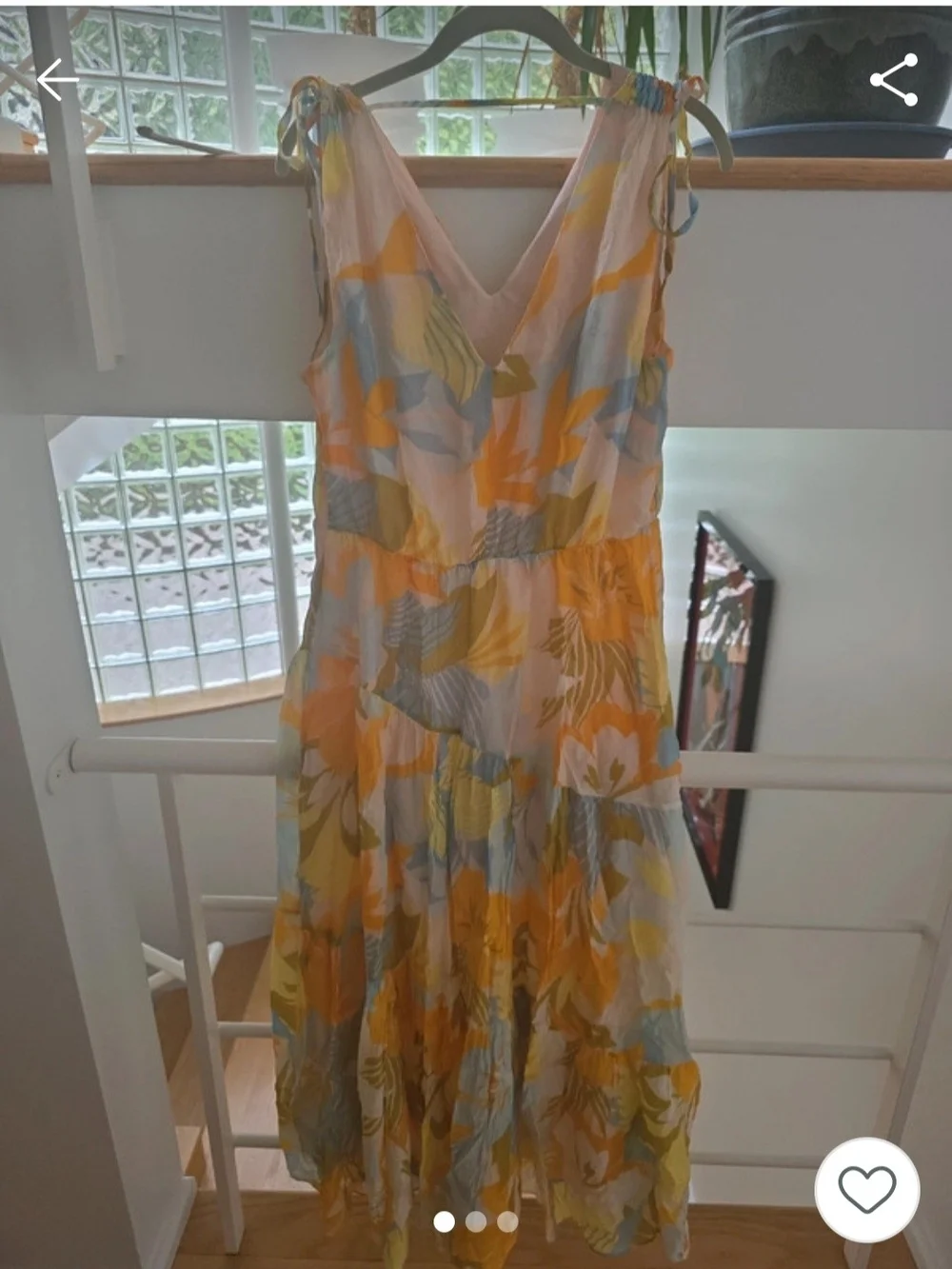 1. State Yellow Floral V-Neck Tie-Shoulder Fully Lined Maxi Dress